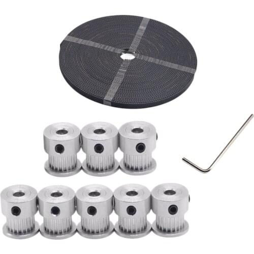 Free shipping 8pcs 20 teeth GT2 Timing Pulley Bore 5mm + 5M High quality GT2 timing Belt for 3D printer
