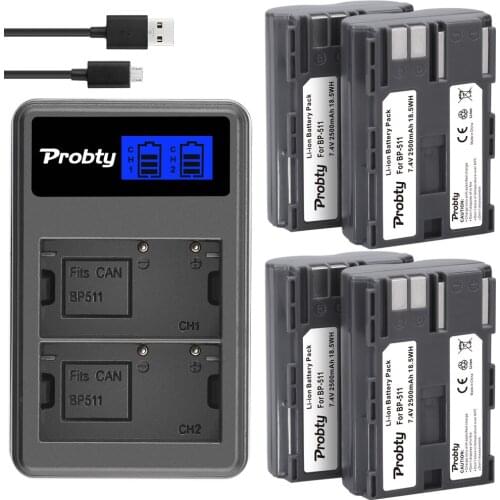 BP-511 Battery + Dual Charger for Canon EOS 10D 10Da 20D 30D 40D 50D 5D BP-512 ZR25 MC ZR30 MC ZR40 ZR45 MC ZR50 MC ZR60