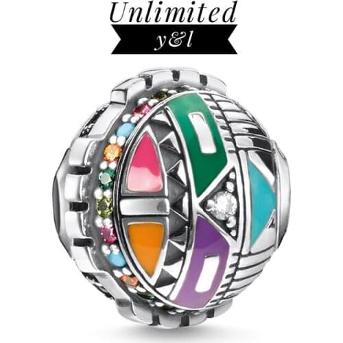 Colorful Sun Symbol Charm Bead for Bracelet Necklace 925 Sterling Silver Karma Fashion DIY Jewelry Accessories Women Men Gifts