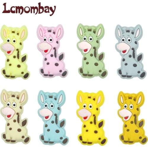 10Pcs Giraffe Shape Silicone Beads Baby Molar Teether Bead DIY Pacifier Chain Jewelry Accessories