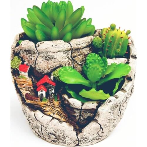 Cement Stone Planter Clay Mould DIY Garden Decorating Succulent Plants Concrete Silicone Pot Mold