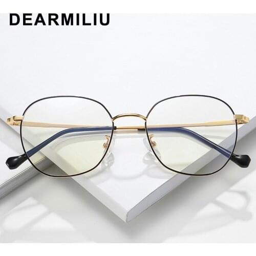 DEARMILIU Oval Rose Gold Frame Anti Blue Light Blocking Glasses led Reading Radiation-resistant Glasses Computer Gaming Eyewear