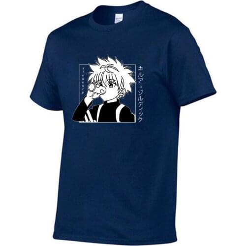 Mens T-shirt tops Kawaii Hunter X Hunter T-shirt Killua Zoldyck T-shirt round neck fit soft Japanese anime manga T-shirt clothe