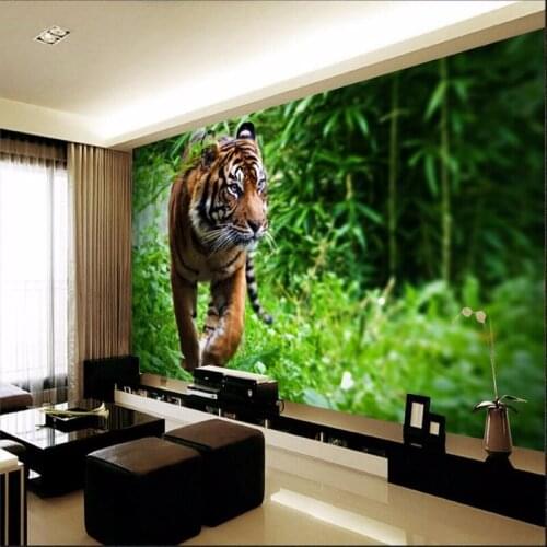 Beibehang Custom photo wall paper Tiger jungle foraging mighty king beasts background large mural 3d wall for living room behang