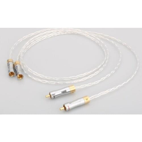 Hifi 8N OCC Copper Silver Plated RCA to RCA Cable RCA plug to rca Male audio Cable