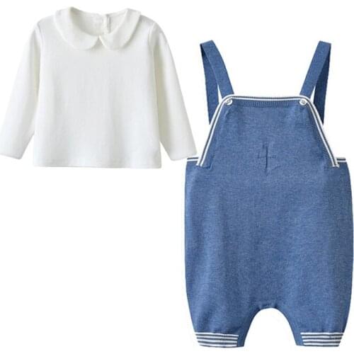 Ircomll 2020 Spring Autumn New Toddler Girl Boy Clothes Sets Baby Knitted Pants Set Long Sleeve T-shirt+knitted Overalls Newborn
