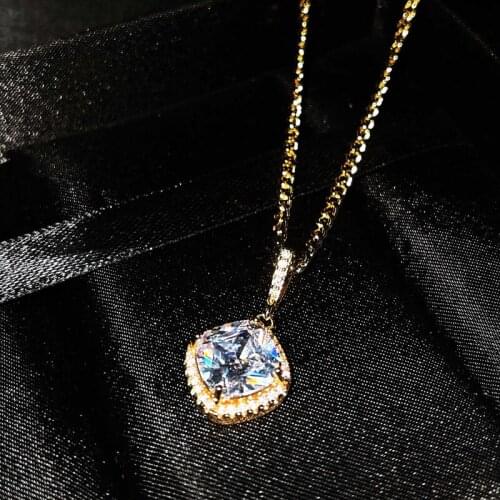 Exquisite Necklace Geometric Square Pendant Inlay AAA Cubic Zircon Fashion Jewelry For Women Wedding Party Charm Neck Chain Gift