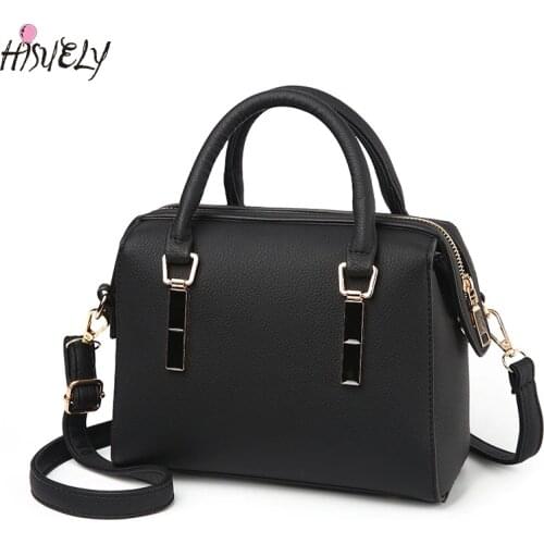 HISUELY Hot Sale New Women PU Leather Handbags Fashion Designer Black Vintage Bolsa Shoulder Bags Crossbody Bag High Quality
