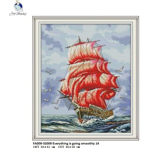The Sailboat Patterns,Printed on Fabric DMC 14CT 11CT Cross Stitch kits,DIY Handwork Embroidery Needlework Sets Home Decor