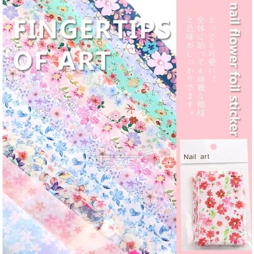 4pcs/lot 4*100cm Japanese Design Nail Art Stickers Tips Wraps Beauty Flower Transfer Foil bag package