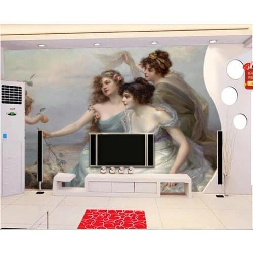 3D Wallpaper Custom Any Size Mural Wallpaper Angel beauty Oil Painting Art Mural for Living Room Large Painting Home Decor