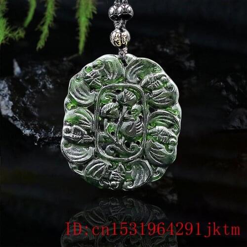 Jade Bat Pendant Necklace Black Green Gifts Amulet Natural Jewellery Charm Fashion Chinese Carved