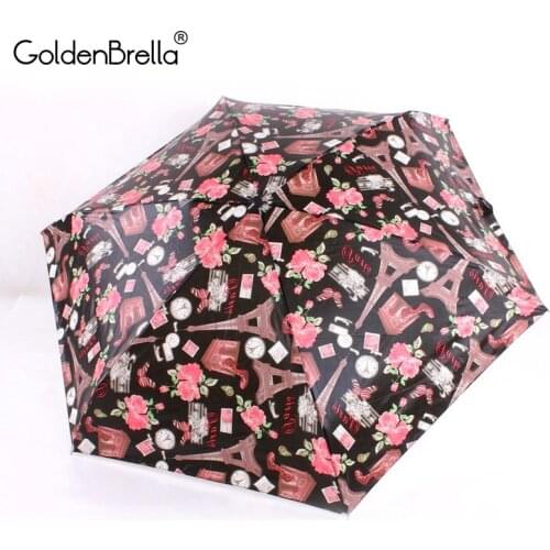 New Creative Oil Painting Tower Series Umbrella Non-automatic 5Folding Umbrella Rain Women High Quality Fashion Mini Umbrellas