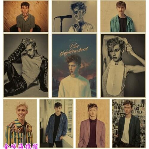 Troye Sivan Star Poster Cafe Bars Kitchen Decor Poster Adornment Vintage Poster Retro Wall Art Kraft Stickers