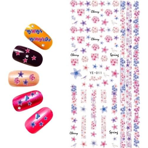 WATER TRANSFER DECAL NAIL STICKER FLOWER VINE GRASS PEONY STRAMONIUM CHERRY BLOSSOM YE010-012