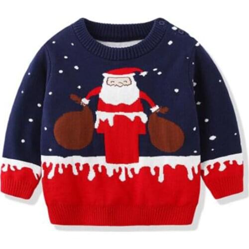 Christmas Autumn Winter Baby Girls Boy Sweater Kids Girls Boy Pullover Sweaters Clothes Long Sleeve Printing Knit Sweater