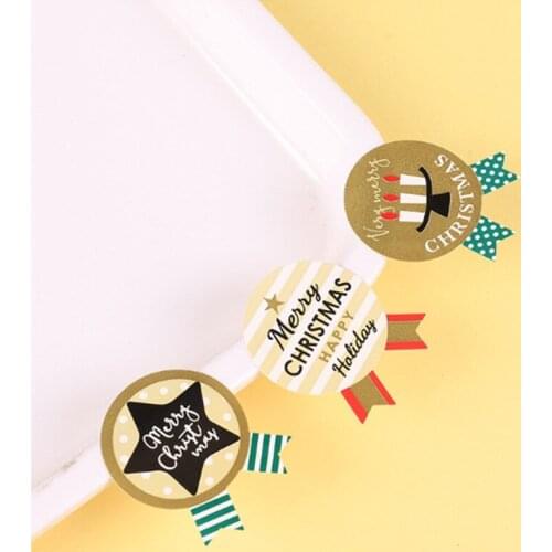 900PCS Christmas Stamp Medal Food Tag Seal Label Package Bakery Chocolate Cookies Cake Adhesive Scrapbooking Stickers