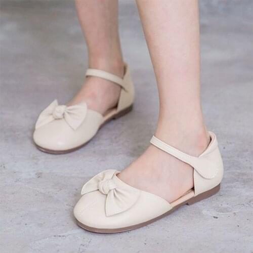 Summer Girls Princess Shoes Bowtie Mary Janes Shoes Round Toe Sandals For Baby Ankle Strap Party Dance Kids Flats Child Toddlers