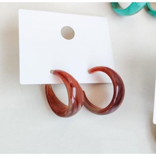 White/Blue/Brown Hoop Earrings For Women Trendy Round Big C Shape Geometric Drops Statement Earrings Fashion Party Jewelry Gift