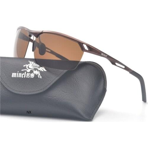 Sunglasses Men Polarized Uv400 High Quality Square Sunglasses Vintage Aluminum Magnesium Half Frame Mens Sunglasses UV400 NX