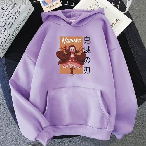 Hot Anime Japanese Demon Slayer Hoodie Women Kawaii Aesthetic Clothes Kamado Nezuko Printed Cool Oversize Sweatshirt Long Sleeve