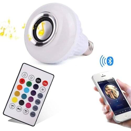 Smart RGB RGBW Wireless Bluetooth Speaker Bulb 220V 12W LED Lamp Light Music Player Dimmable Audio Remote Controller Lights