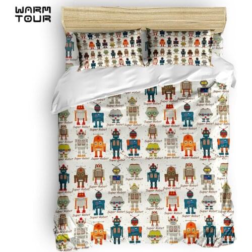 WARMTOUR Duvet Cover Robot Animation Wallpaper Cartoon Duvet Cover Set 4 Piece Bedding Set For Beds DHL Shipping Methods