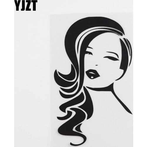 YJZT 9.9CMX16CM Fashion Hair Girl Woman Diva Sexy Hot Vinyl Car Sticker Black/Silver 8A-0456