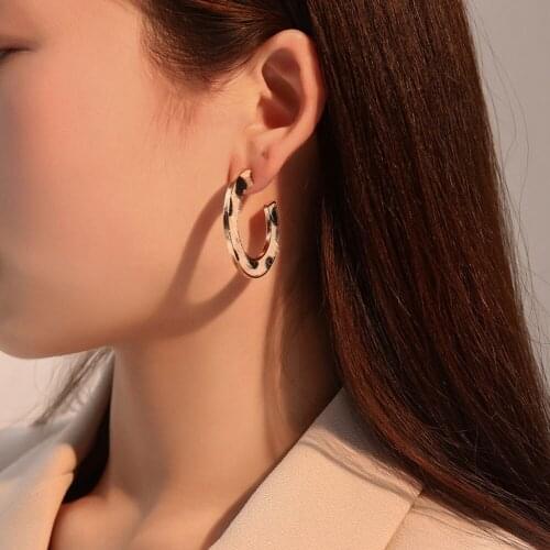 Modyle Big leather Hoop Earrings Large Classic Full Circle Earring For Women Party Round Trendy jewelry