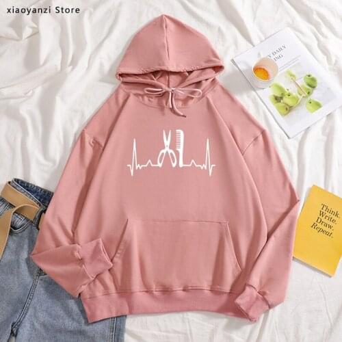 Hairstylist heartbeat Print Women hoodies Cotton Casual Funny sweatshirts For Lady Young Joggers pullovers Hipster OT-815