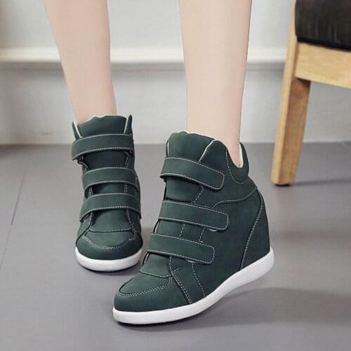 High Top Wedge Sneakers Shoes Woman Casual Chunky Sneakers Black Autumn Comfortable Womens Hidden Heels Wedge Sneakers Fashion