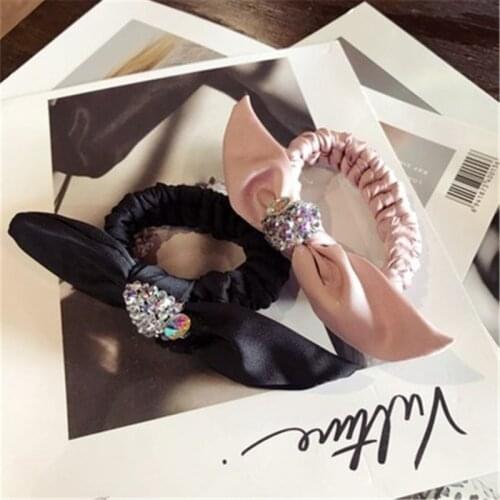 Women Scrunchies Elastic Hair Ties Bands Adult Fabric Solid Bow Knot Fashion Girl Korean Mujer Accessories Hyuna Wholesale