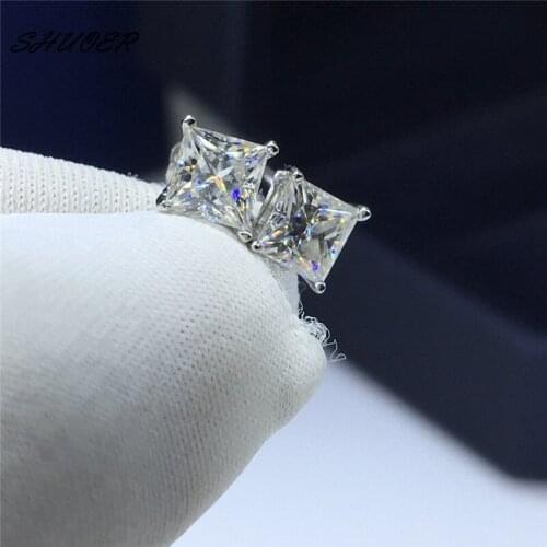 Best Quality 925 Sterling Silver Princess Cut Pass Diamond Tester 0.5 Carat D Color Square Moissanite Stud Earrings for Women