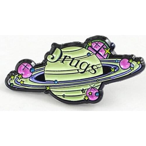 Space planet Earth Enamel Pin Purple planet Cartoon Brooches space badge for Women Badge Gift 2019
