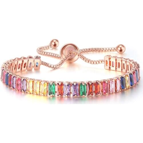 ZHOUYANG Boho Rainbow Tennis Bracelets For Women Adjustable Womens Bracelet Zircon Jewellry Friend Gift Wholesale Jewery DZH043