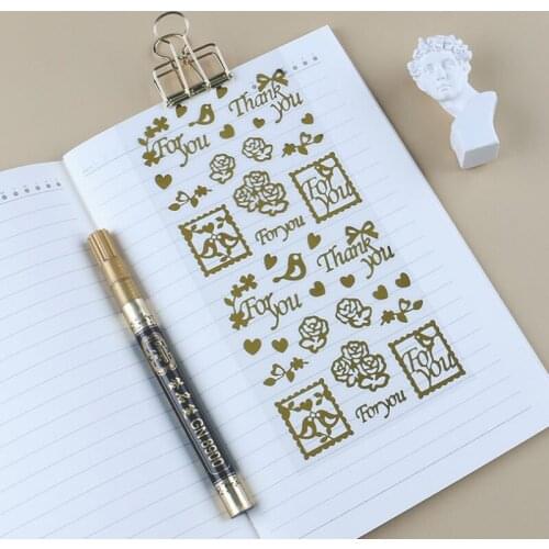 1 Sheet Kawaii Bronzing Christmas Stickers Decor Scrapbooking Phone Stick Label Office School Supplies Stationery