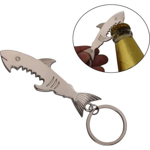 1Pcs Creative Delicate Shark Appearance Smooth Bottle Opener Metal Key Chain Festive Parties Drinking Tools Gadgets