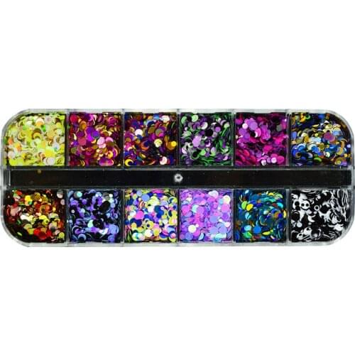 12 Grids Ultrathin Nail Sequins Glitter Flakes Tips Girl Dazzling Paillette Professional Sparkly Decoration DIY Mixed Color