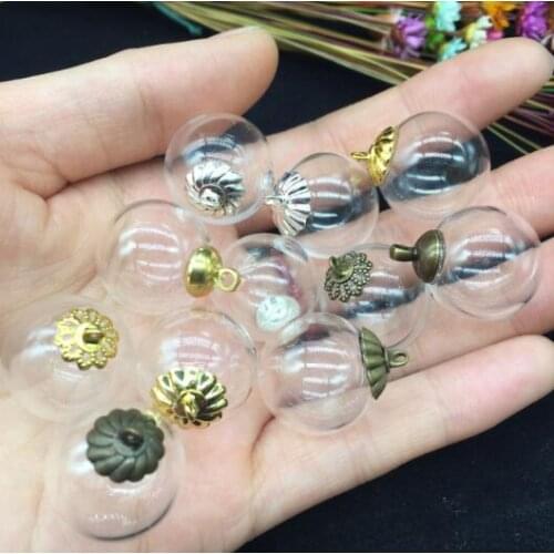 20sets 18mm Wholesale Glass Bubble Globe Glass Vial Cover 5mm Mouth Open Ball DIY Vial necklace Pendant diy Jewelry accessory