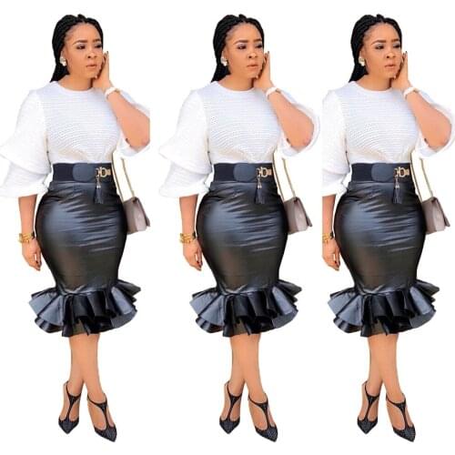 2020 summer and spring sexy women plus size PU skirts S-XXL