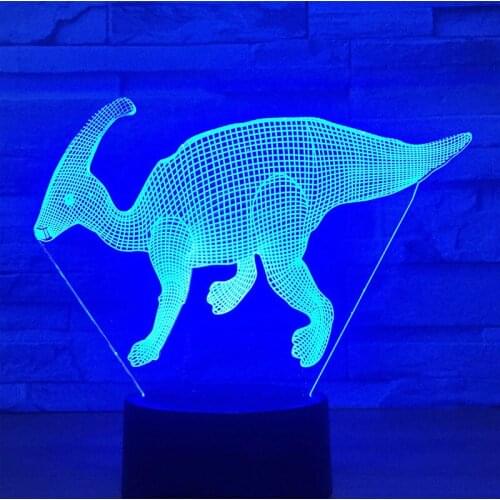 3D LED Night Light Dinosaur Parasaurolophus Come with 7 Colors Light for Home Decoration Lamp Amazing Visualization Optical