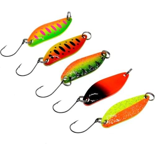 5Pcs/lot 3.5g 3.4cm Fishing Spoons Trout Lures Metal Casting Jig Lures with Single Hook Fishing Lures