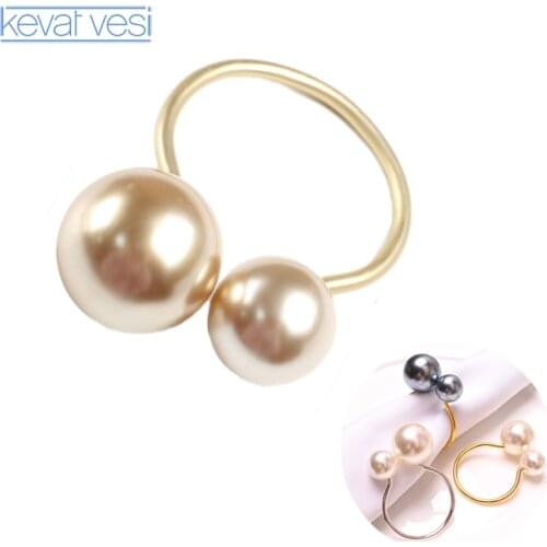 6Pcs/lot Pearl Napkin Rings Elegant Table Napkin Holder Wedding Napkin Ring U-Shaped Napkin Button Party Decor Supplies