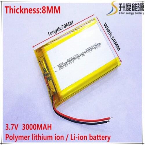 3.7V 3000mAh 805070 Lithium Polymer Li-Po li ion Rechargeable Battery cells For Mp3 MP4 MP5 GPS mobile bluetooth