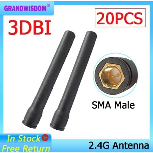 20pcs 2.4GHz WIFI Antenna 2dBi-3dbi Aerial SMA Male connector wi fi antena 2.4 ghz antenne wi-fi for Wireless Router antenas