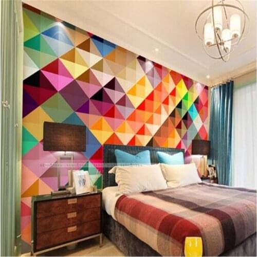 Beibehang custom photo Large living room sofa bedroom TV setting wall of modern art wall paper Color grid mural wall painting