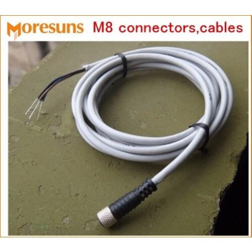 Fast Free Ship 5pcs/lot 2 Core 3 core 4 core M8 connectors,cables,sensors,plug cable,aviation plug in straight,bend wire