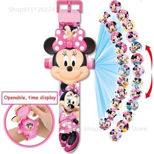 24 imagic Projection Children Watches Girls Disney Princess Elsa Minnie Watch Kids Digital Clock Boys Student Wristwatches Gift
