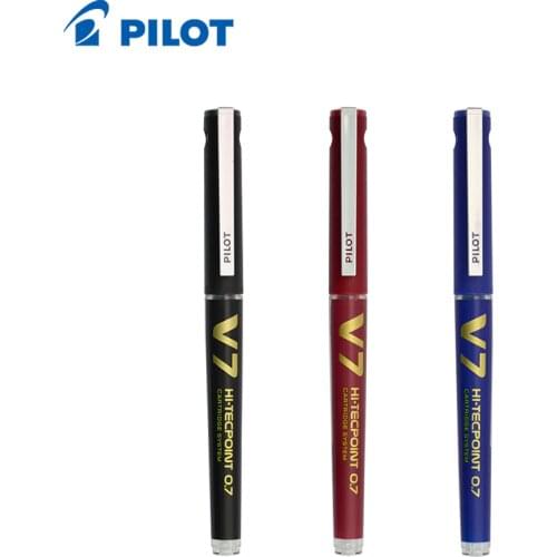 Pilot Colored Ink Pen Refillable Ink Writing Pens School Stationery Pens Office Supplies Rollerball Pen 0.7mm Needle Nib BXC-V7