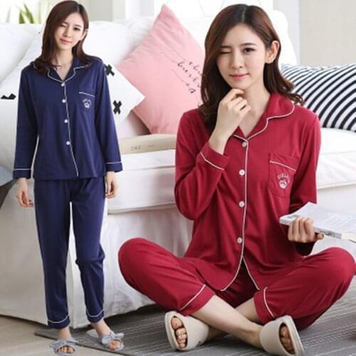 Long sleeved autumn and winter cardigan pajamas ladies cute Korean version XL long sleeve suit home service pajama sets women